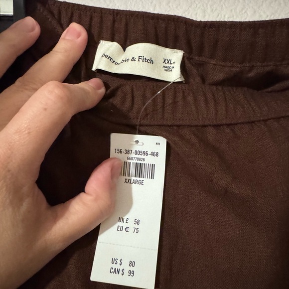 NWT Abercrombie & Fitch Dark Brown Linen Pants XXL - Picture 3 of 4